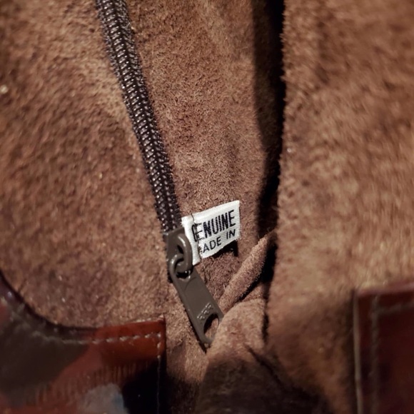 Vintage Dark Brown Genuine Eel Skin Leather Clutch Convertible Shoulder Bag - Picture 9 of 9